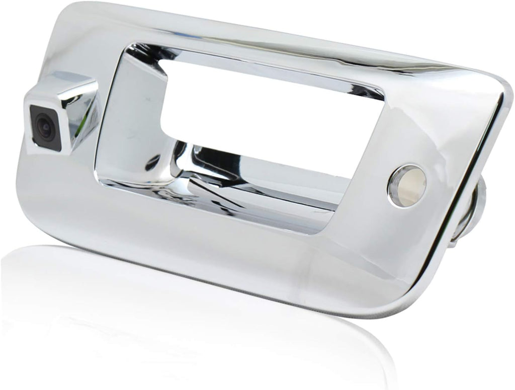 Chrome Tailgate Handle Backup Camera for Chevrolet Silverado GMC Sierra 1500 2007-2013 2500 3500 Heavy Duty 2007-2014 Waterproof Removable Guide Line Reversing Backing Cameras L184