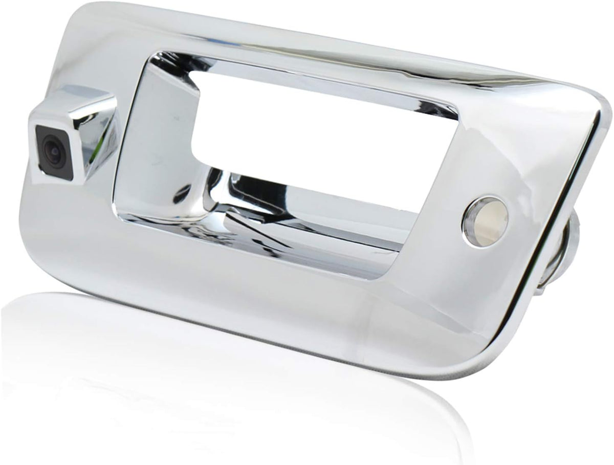 Chrome Tailgate Handle Backup Camera for Chevrolet Silverado GMC Sierra 1500 2007-2013 2500 3500 Heavy Duty 2007-2014 Waterproof Removable Guide Line Reversing Backing Cameras L184
