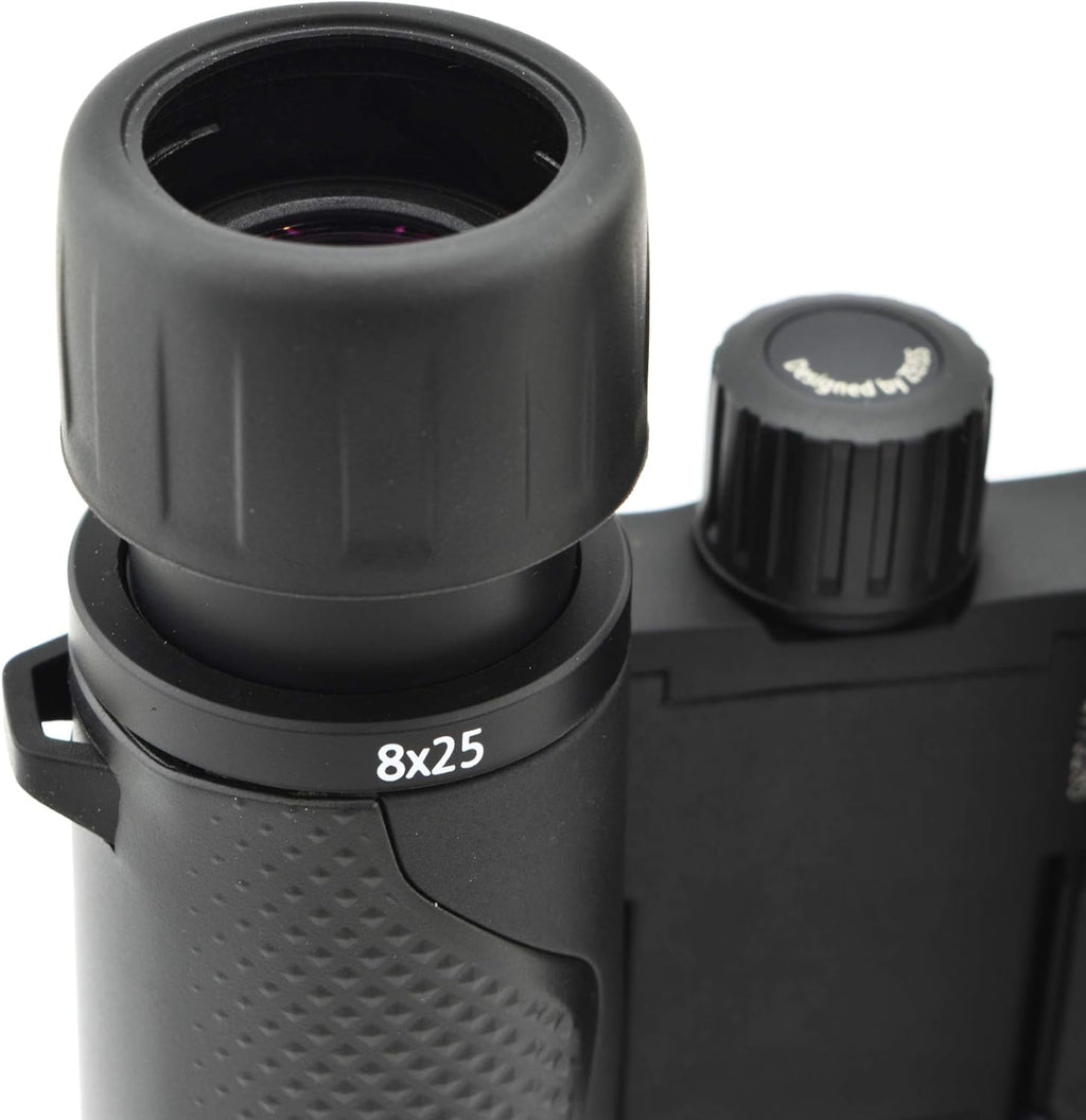 8x25 Compact Pocket Binocular Black Bundle with Lens Care Kit and Cleaning Cloth D73576