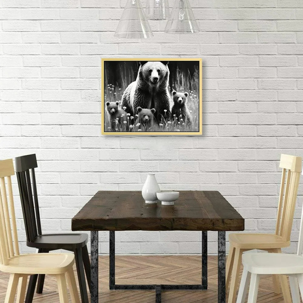 Black and White Grizzly Bear Canvas Print Wall Art 16x12in/20x16in G1277