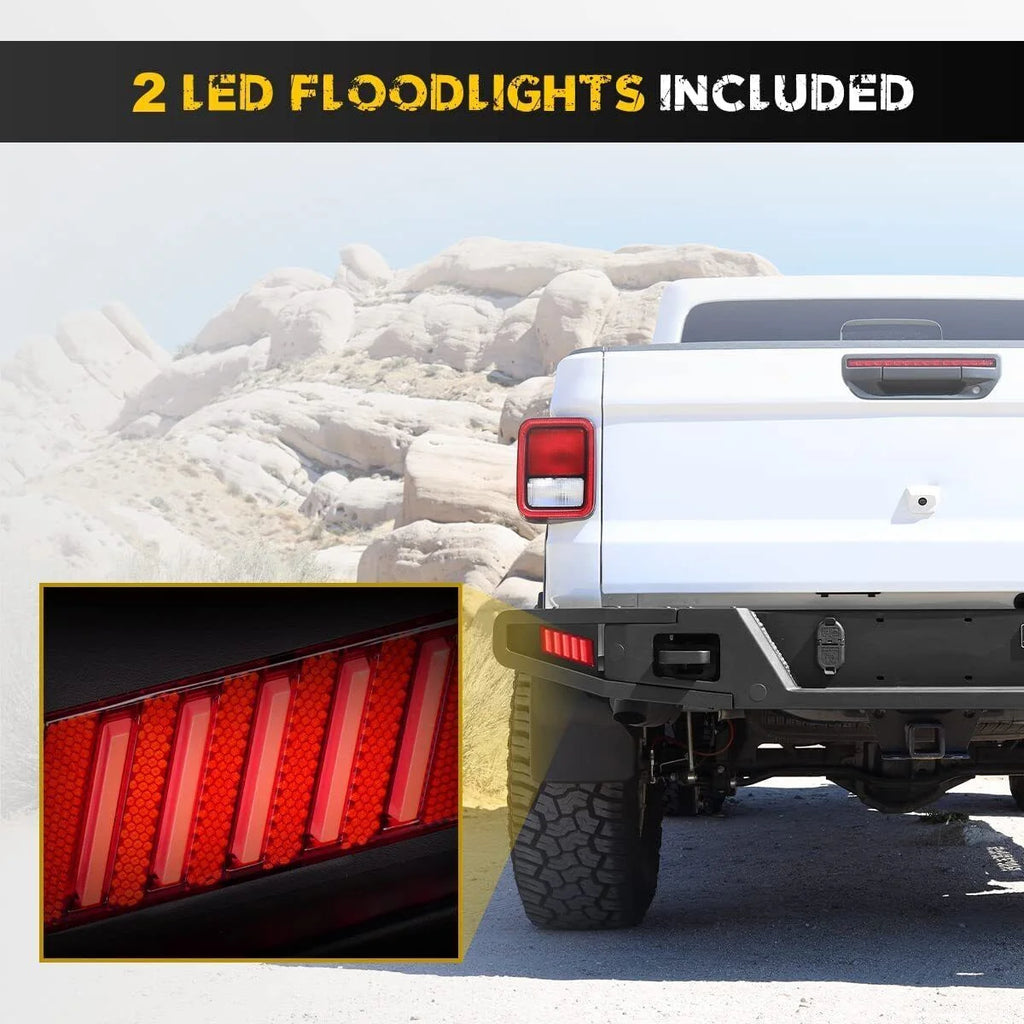 Steel Full Width Rear Bumper with 2 LED Lights D702