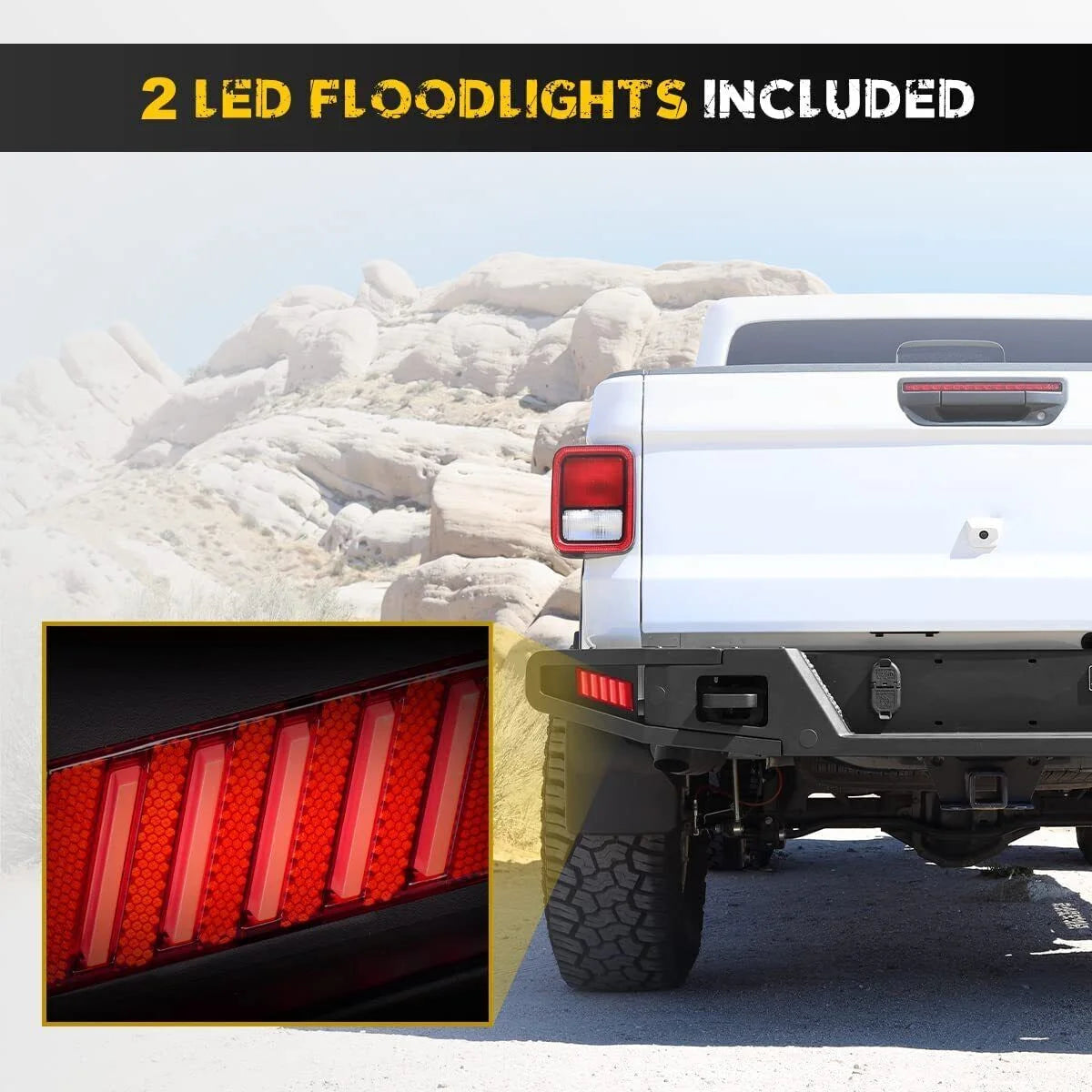 Steel Full Width Rear Bumper with 2 LED Lights D702