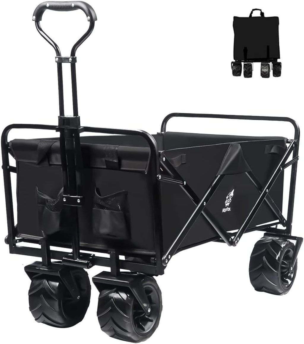 Heavy Duty Foldable Beach Cart with All-Terrain Wheels and Cargo Net R5093