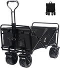 Heavy Duty Foldable Beach Cart with All-Terrain Wheels and Cargo Net R5093