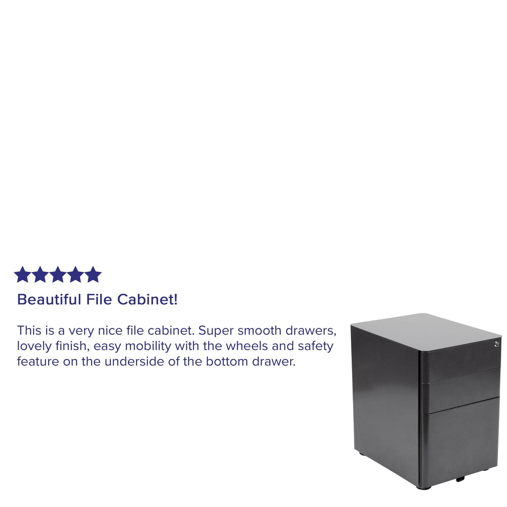 White 3-Drawer Mobile Locking Filing Cabinet M12067