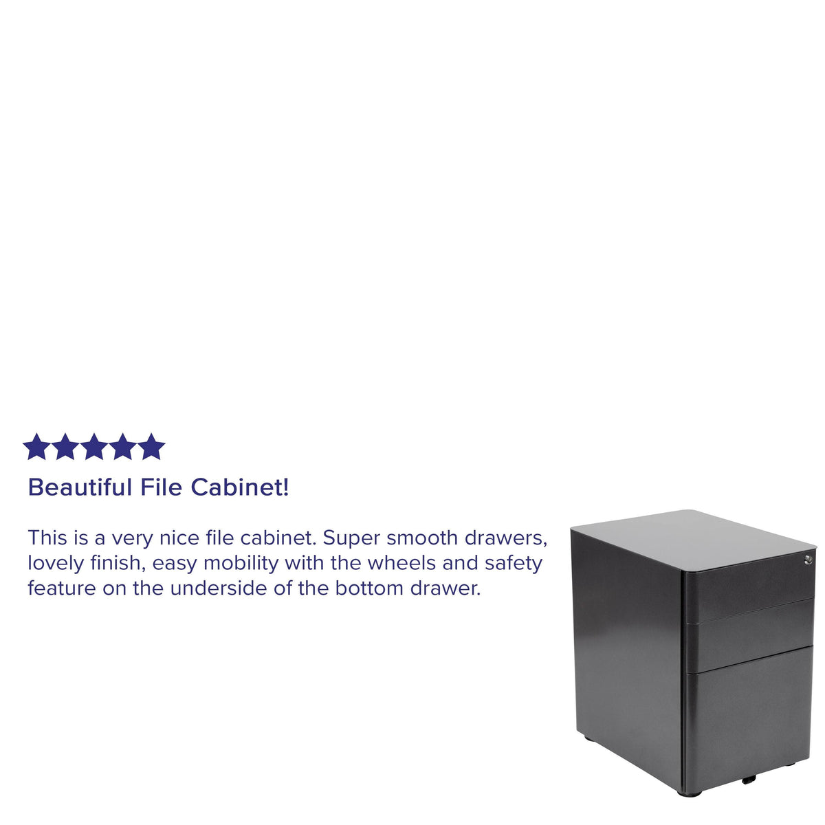 White 3-Drawer Mobile Locking Filing Cabinet M12067