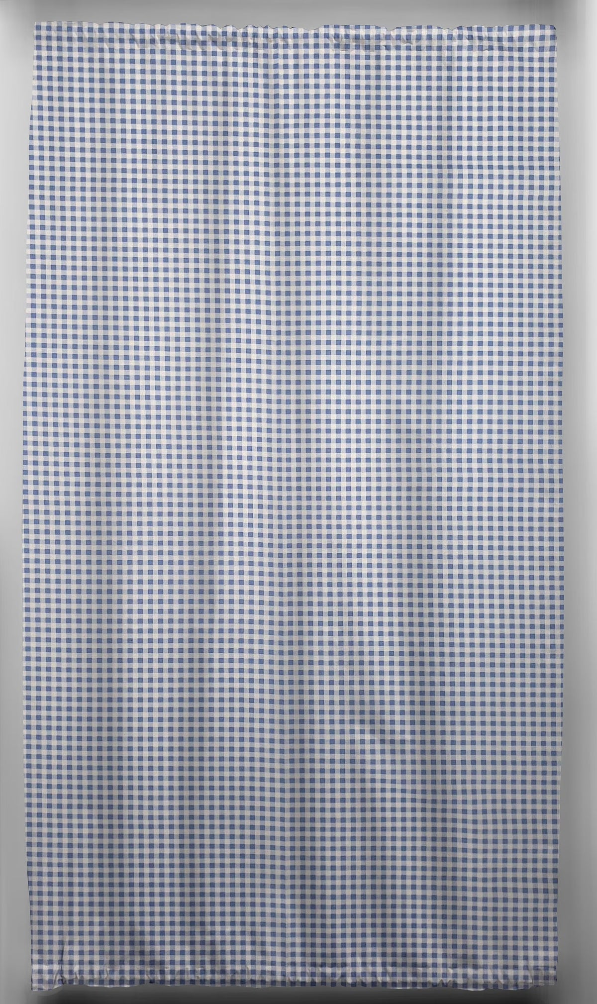 Light Blue White Checked Gingham French Door Curtain Panel with Tie Back B25966