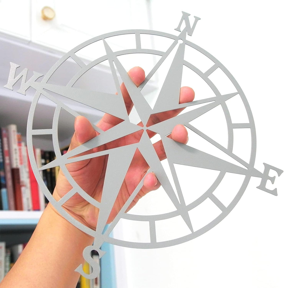 11 Inches Metal Nautical Compass Wall Decor, Cyan Gray, Pack of 2 G33446