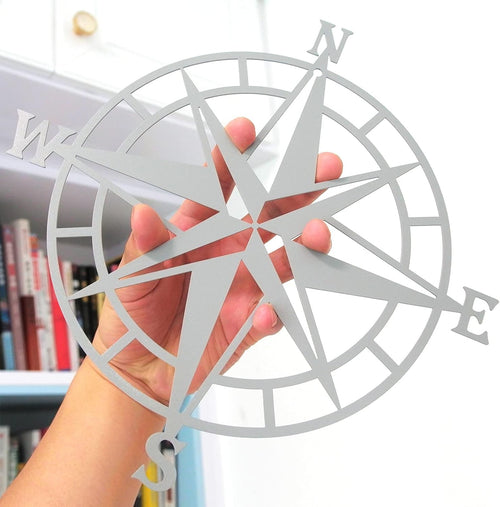 11 Inches Metal Nautical Compass Wall Decor, Cyan Gray, Pack of 2 G33446