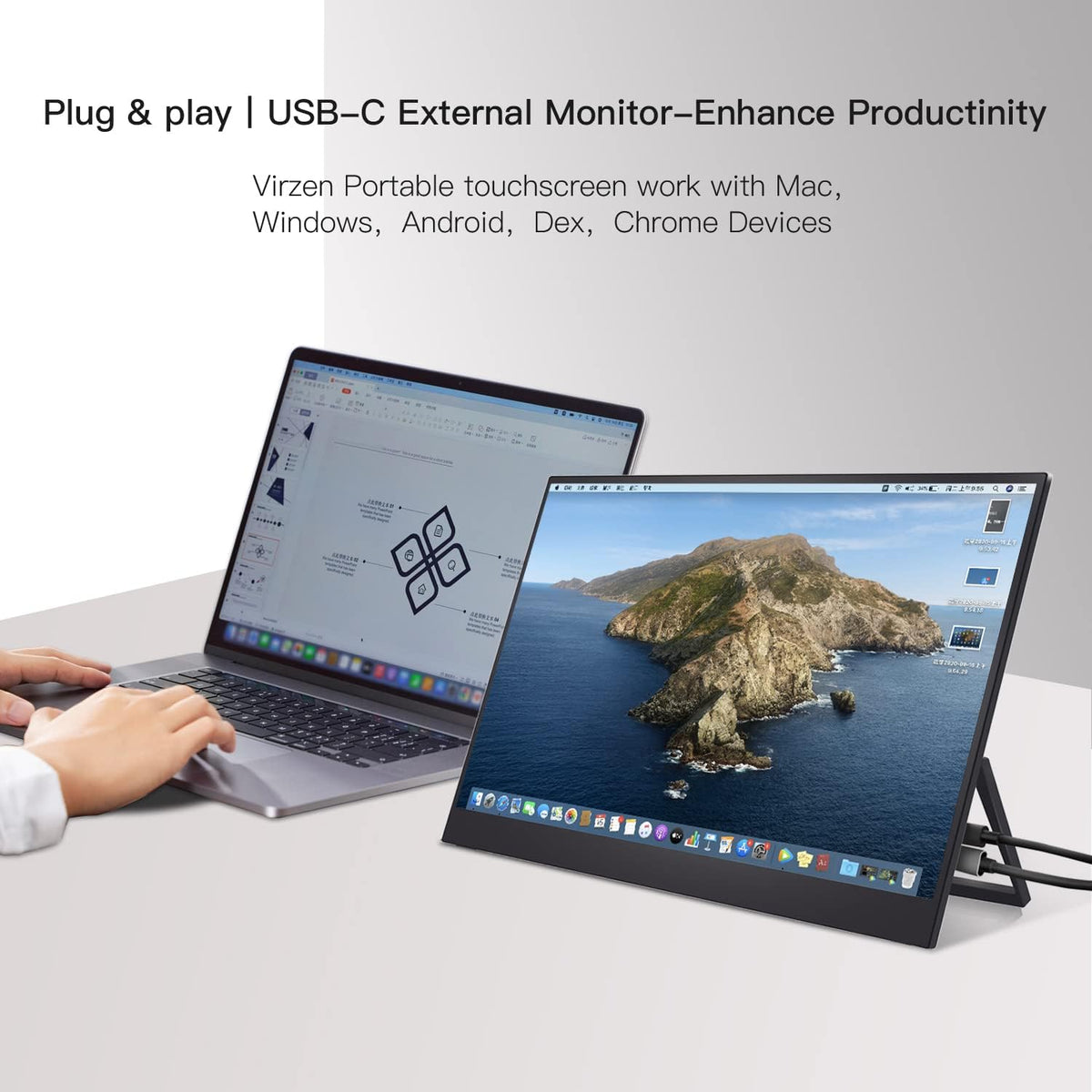 15.6" Portable Touchscreen Monitor with Kickstand 1080P Mini HDMI M788