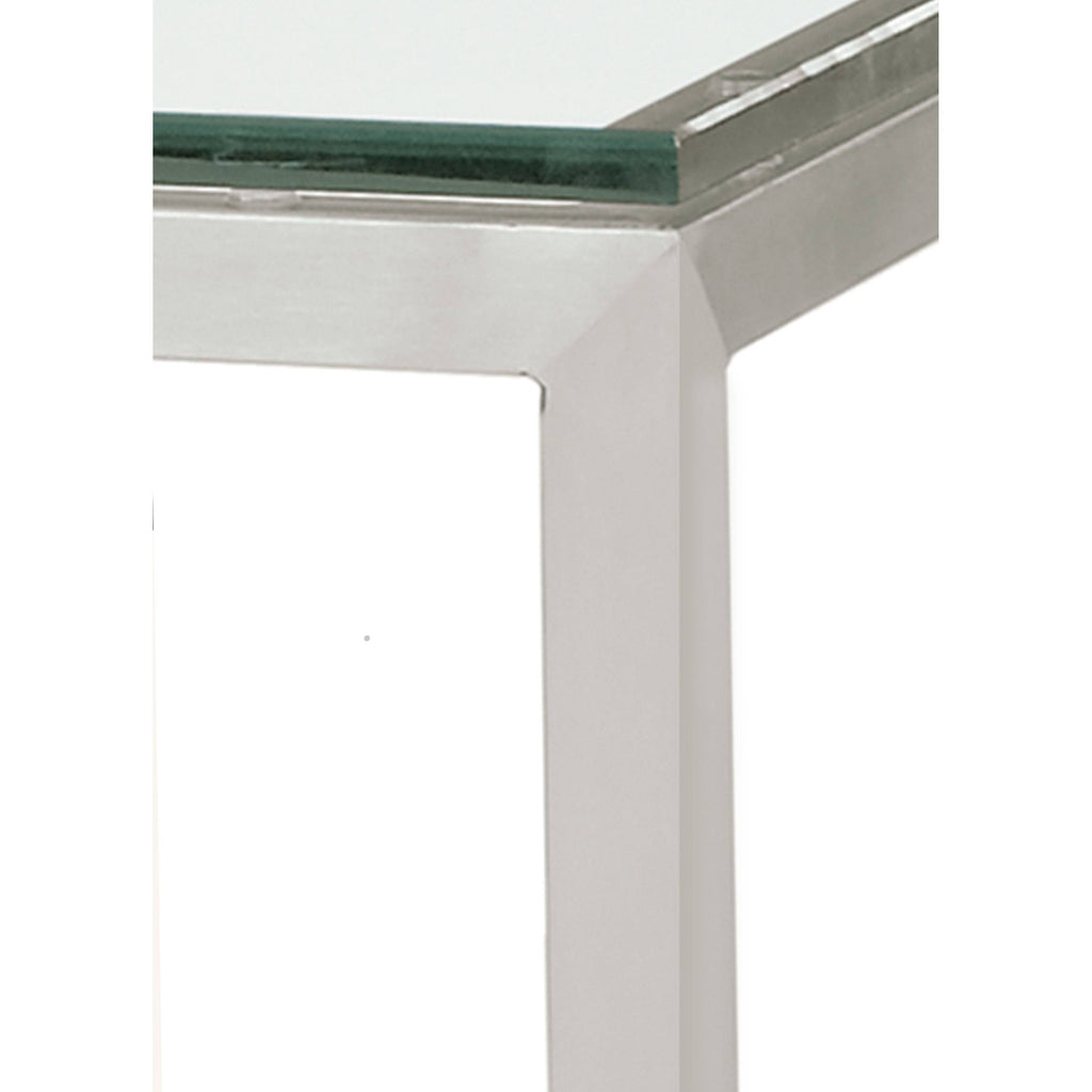 Clear Tempered Glass Console Table with Ocean Blue Base I994