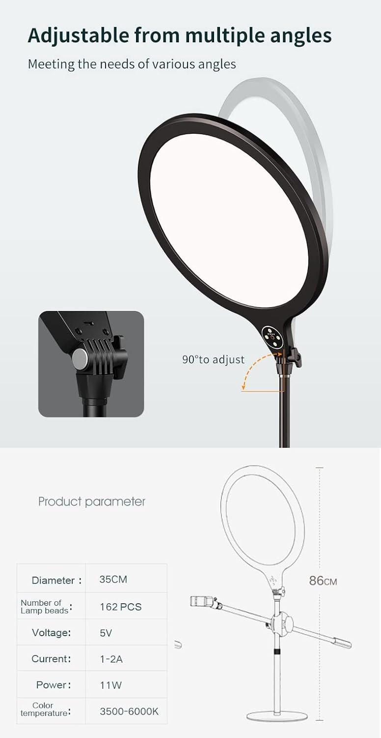 LED Video Conference Lighting Kit with Phone Mount and Adjustable Fill Light C68682