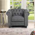Upholstered Fabric Linen Grey Chesterfield Sofa 3 PCS F289557