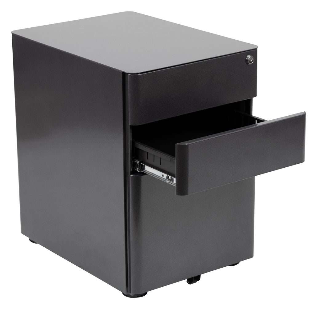 White 3-Drawer Mobile Locking Filing Cabinet M12067