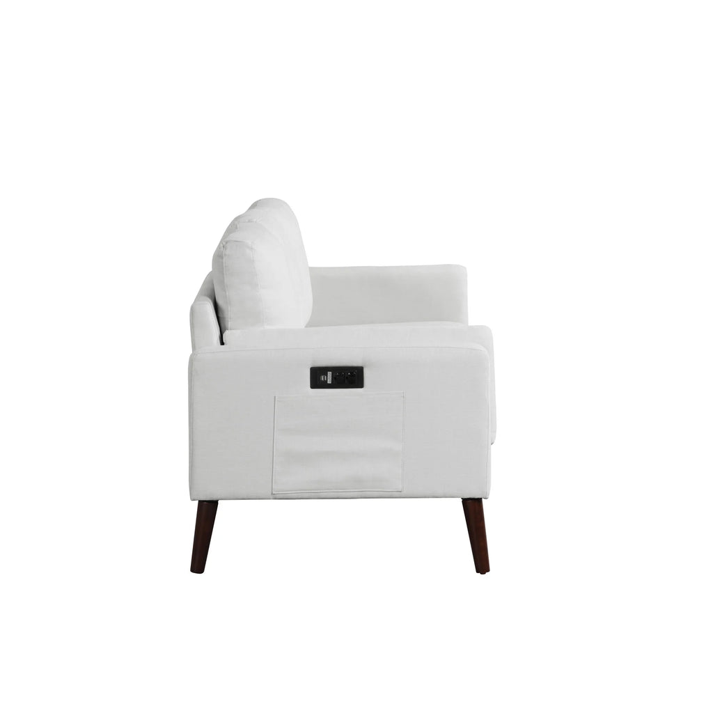 Gray Upholstery Sofa with Side Pocket and USB Power V670047