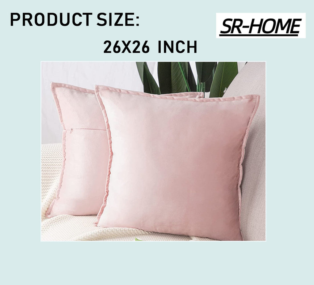 Set of 2 Velvet Decorative Throw Pillow Covers Square with Fringe Cushion Case O840