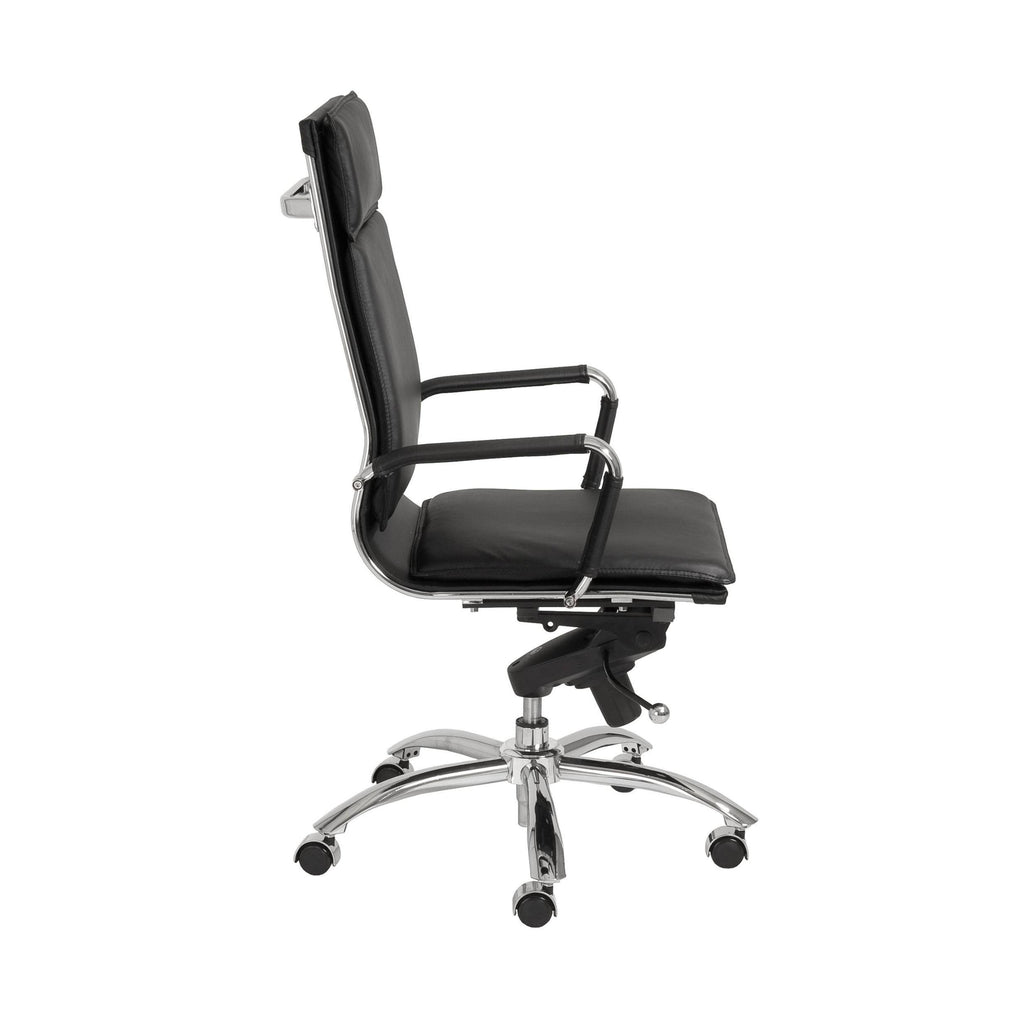 High Back Office Chair in Black with Chromed Steel Base F463