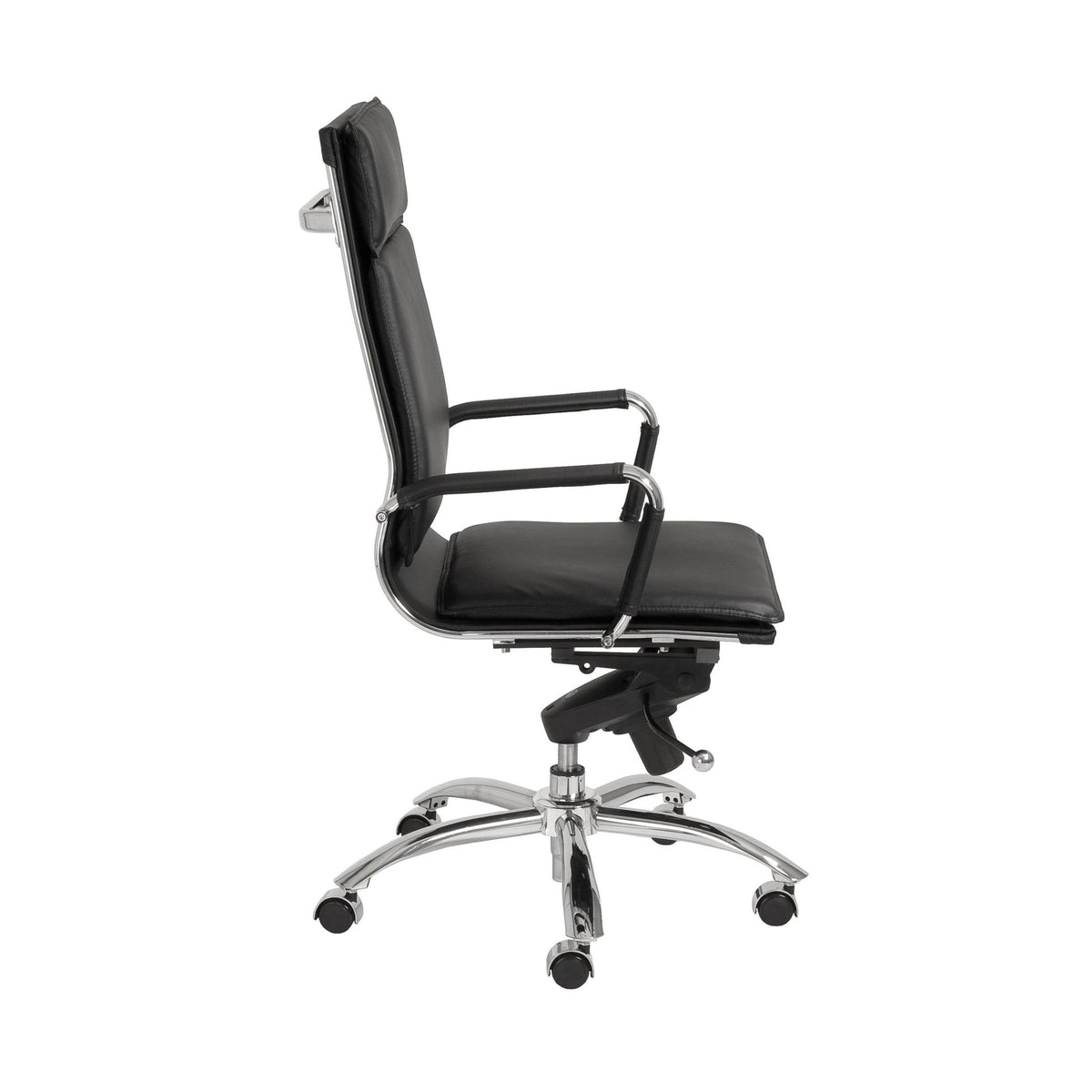 High Back Office Chair in Black with Chromed Steel Base F463