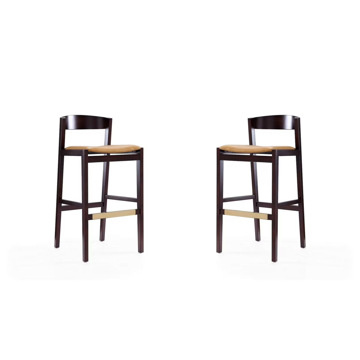 Camel and Dark Walnut Beech Wood Barstool (Set of 2) D6711