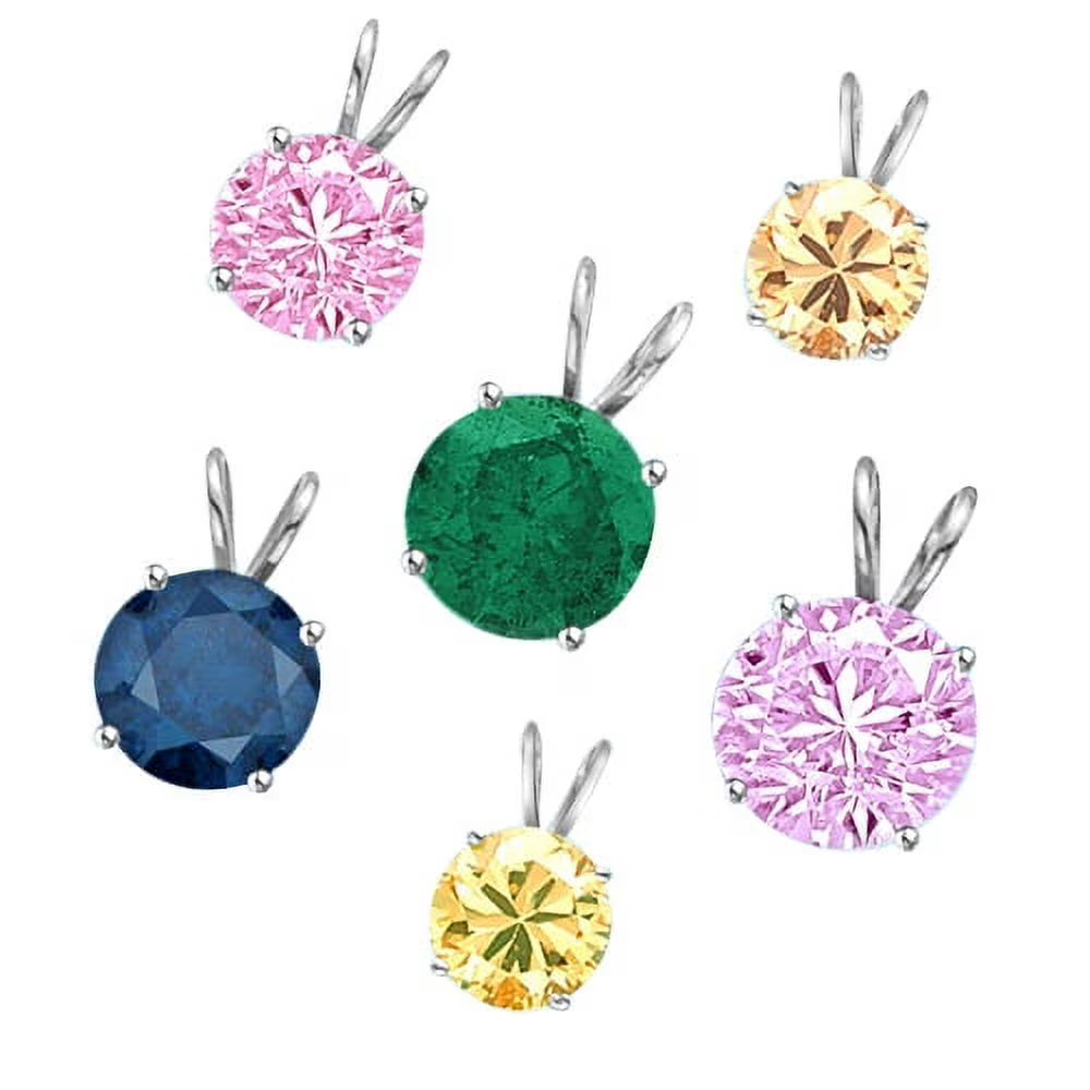 Sapphire Round Cut Colored Stone Pendant U208
