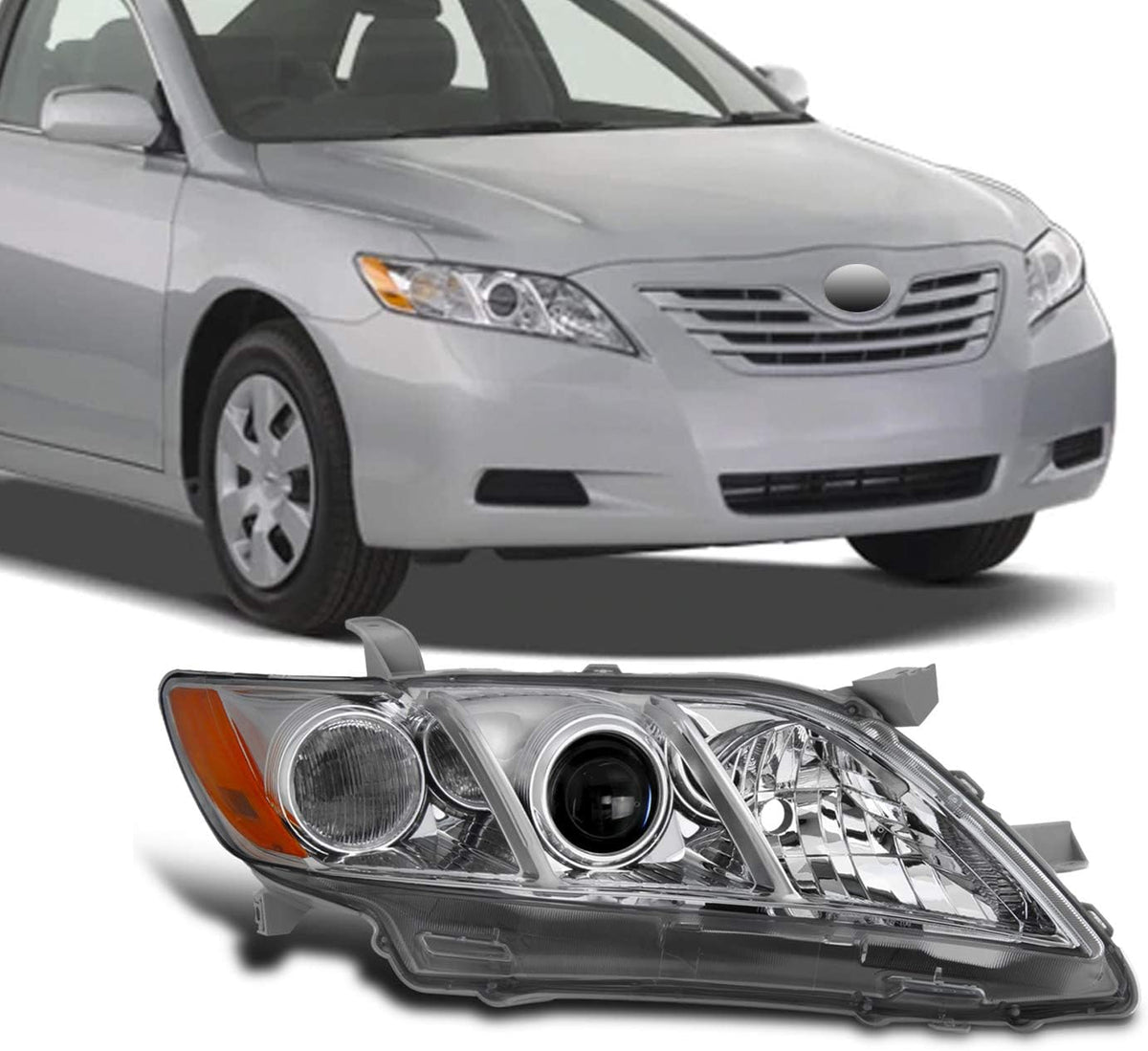 Projector Chrome Headlight Passenger Right Pack of 2 M359282