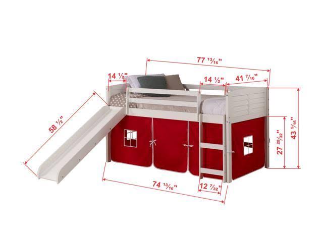 Twin Louver Low Loft White w/Red Tent Slide M2963
