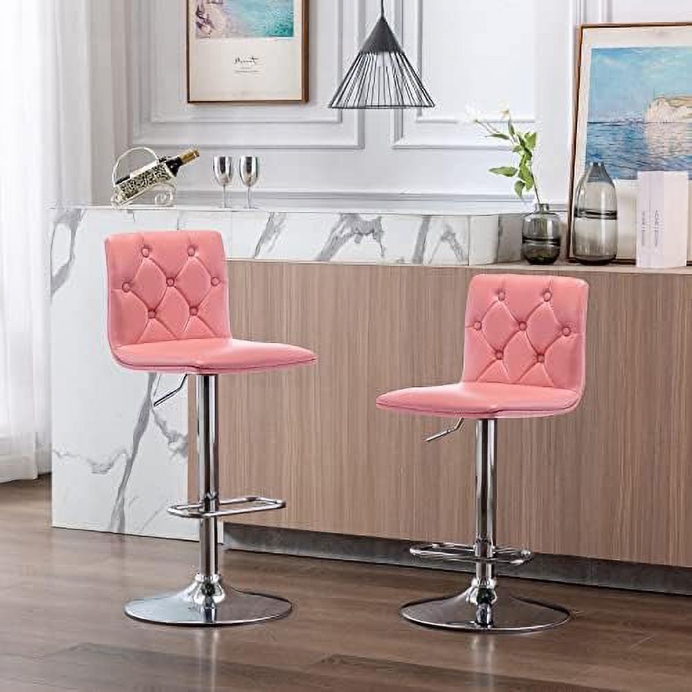 Red PU Leather Swivel Barstools Set of 2 U69239