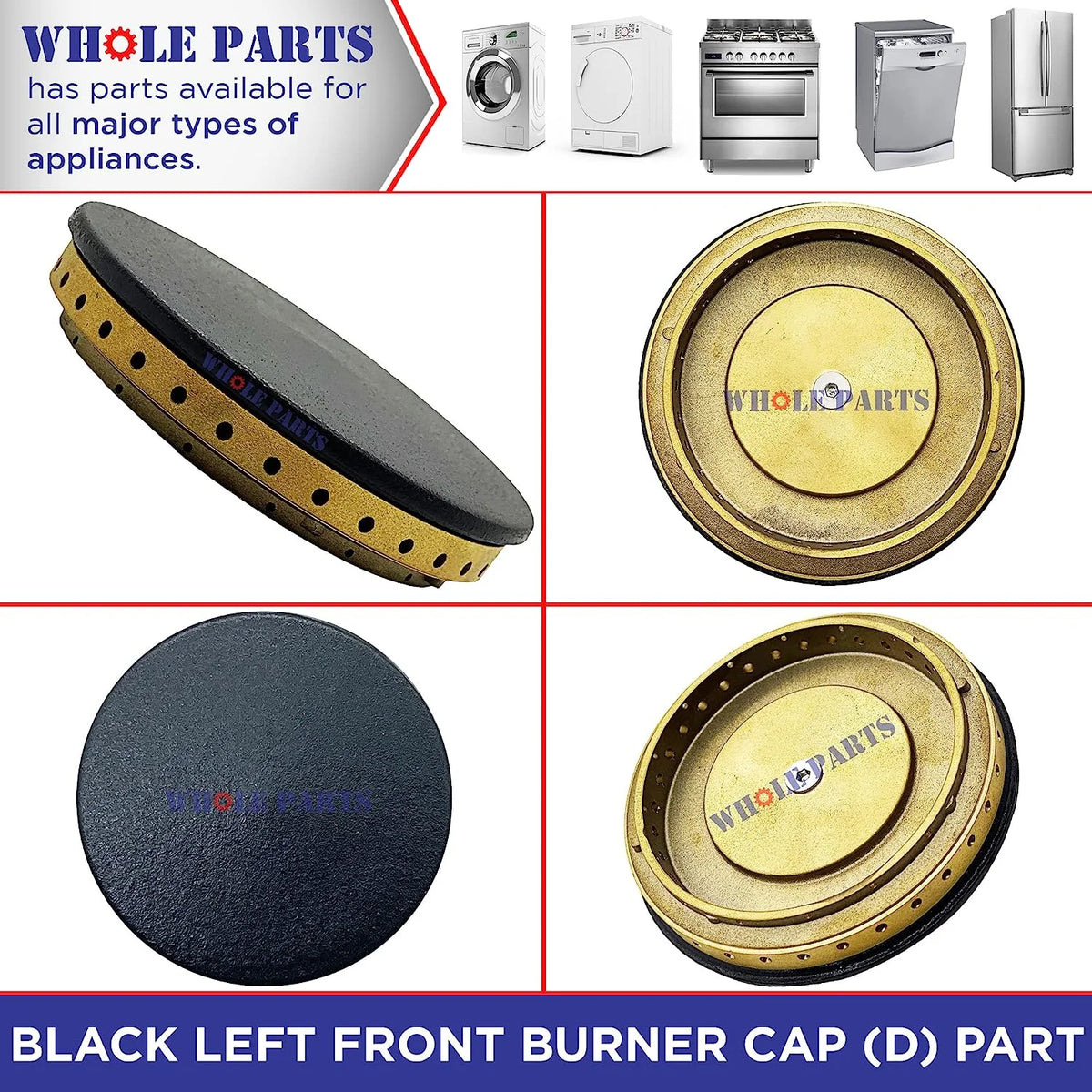 Black Left Front Burner Cap O72671