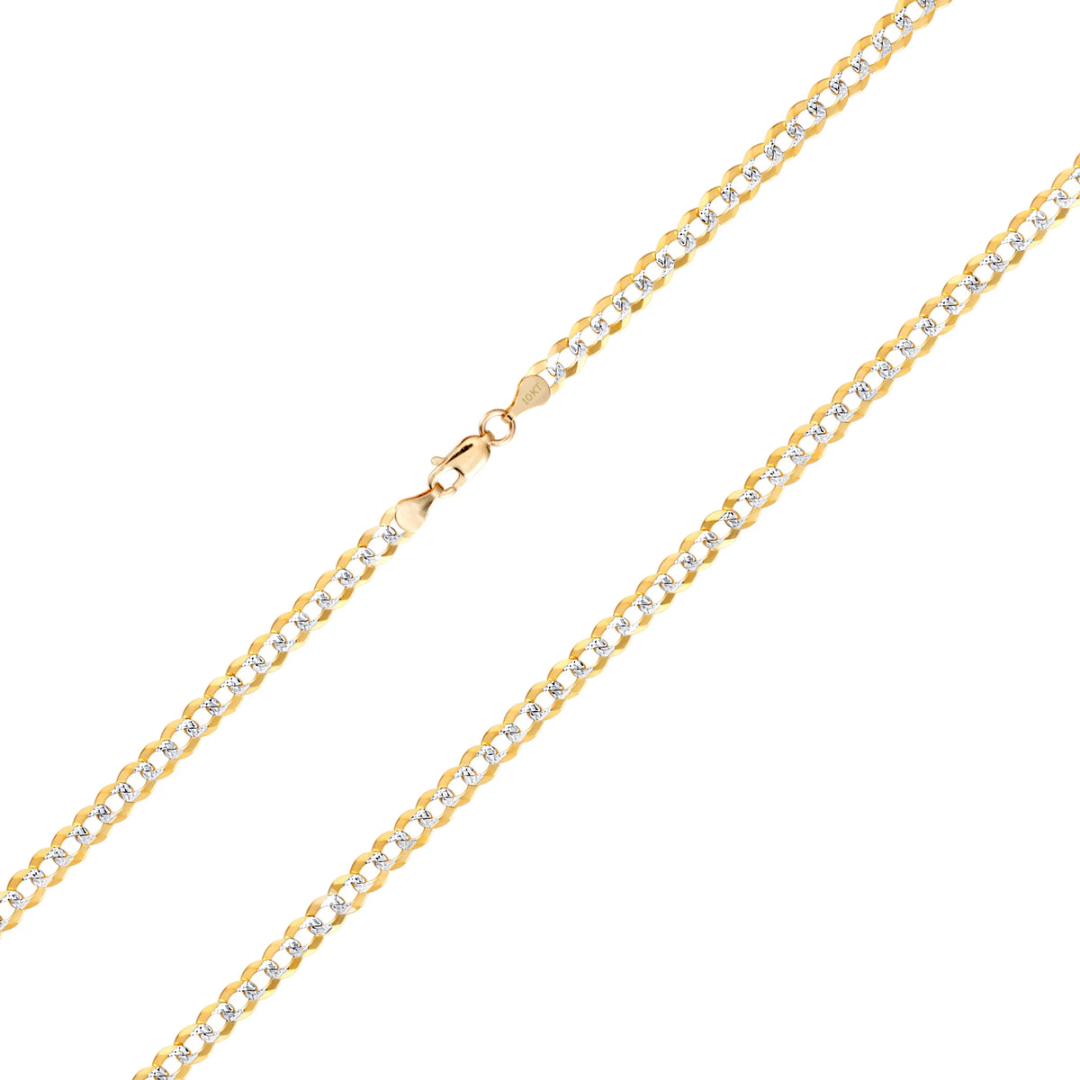 10k Yellow Gold Solid 5mm Cuban Chain Diamond Cut Pave Two Tone Bracelet N159721