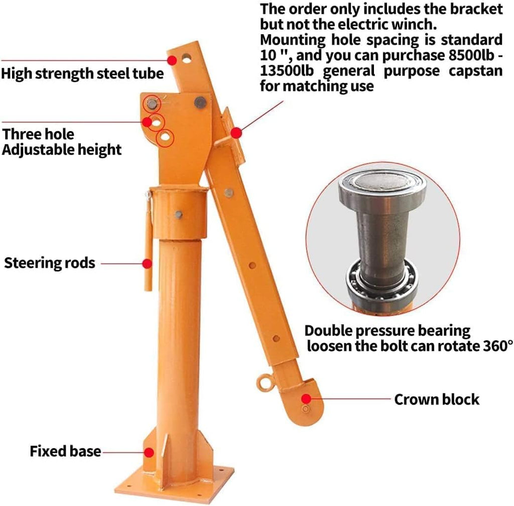 2200lb Folding Truck-Mounted Crane, Painted Steel Pickup Truck Jib Crane B301783