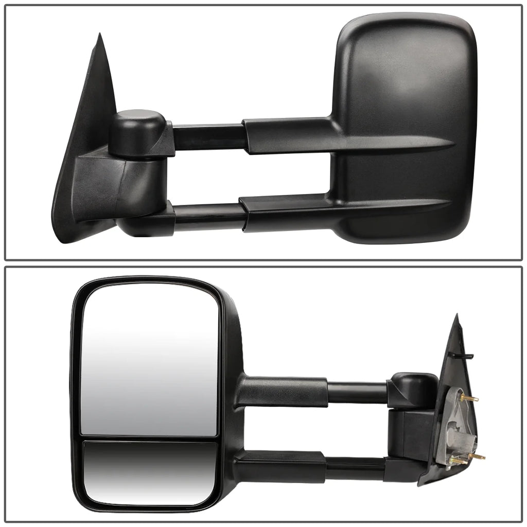 Pair of Black Textured Telescoping Manual Side Towing Mirrors O100163