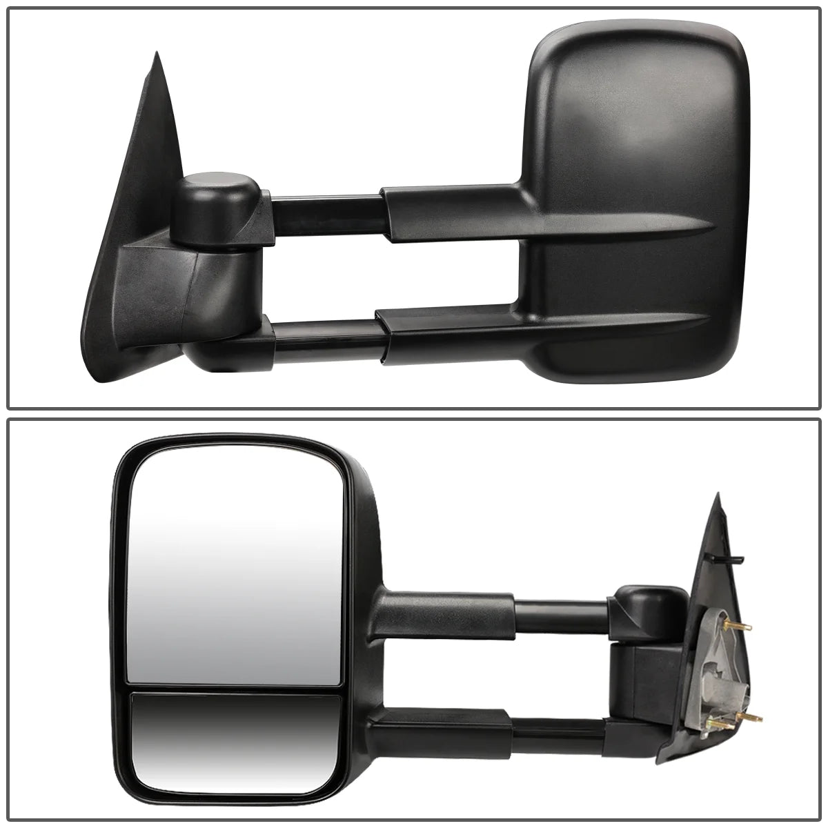 Pair of Black Textured Telescoping Manual Side Towing Mirrors O100163