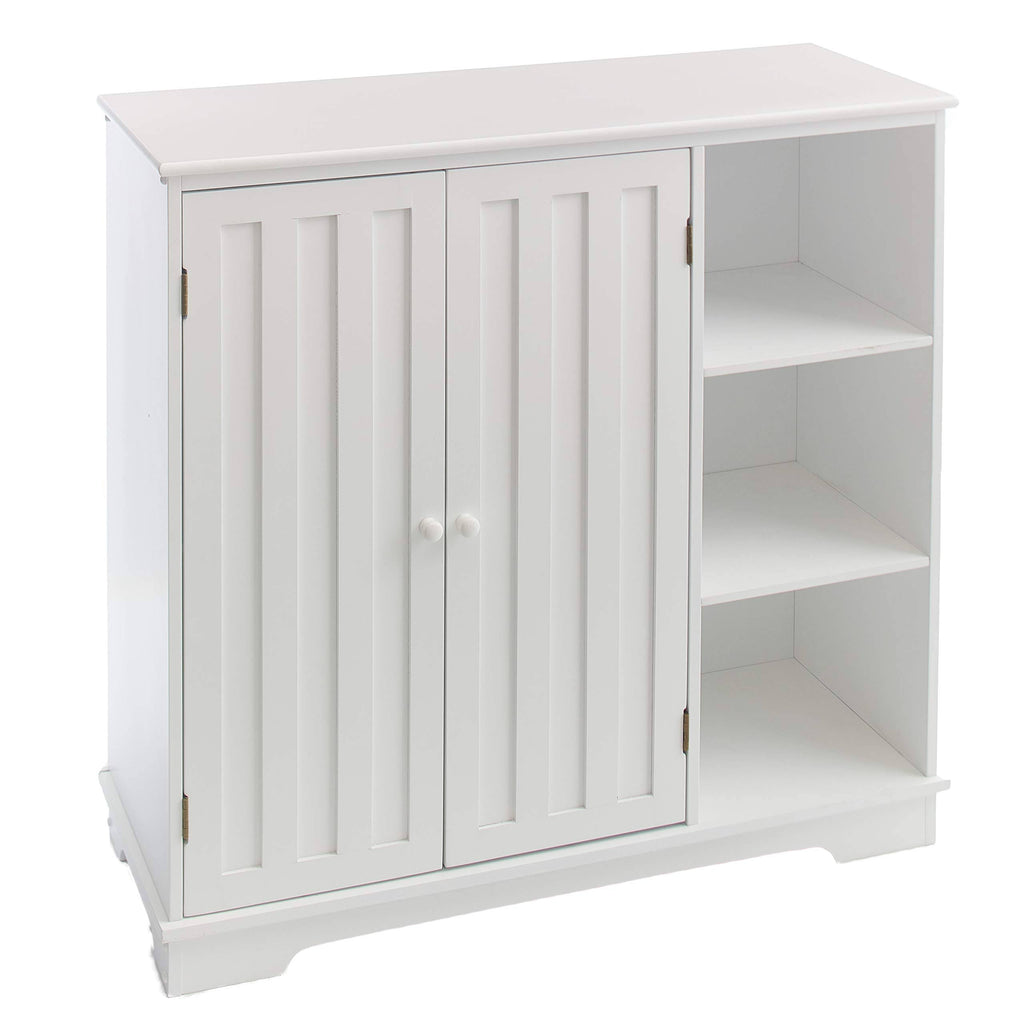 White Beadboard Wooden Storage Cabinet R774237