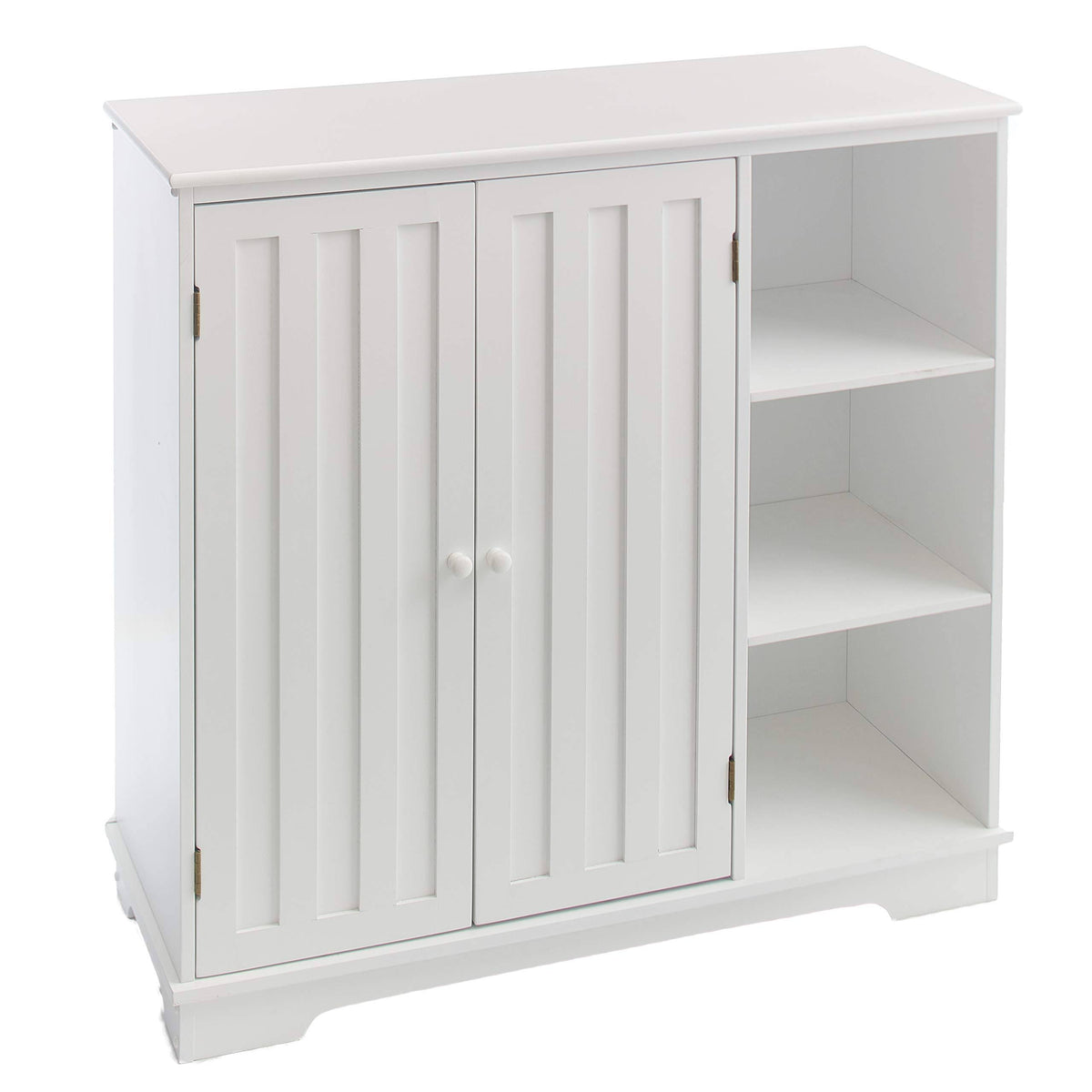 White Beadboard Wooden Storage Cabinet R774237