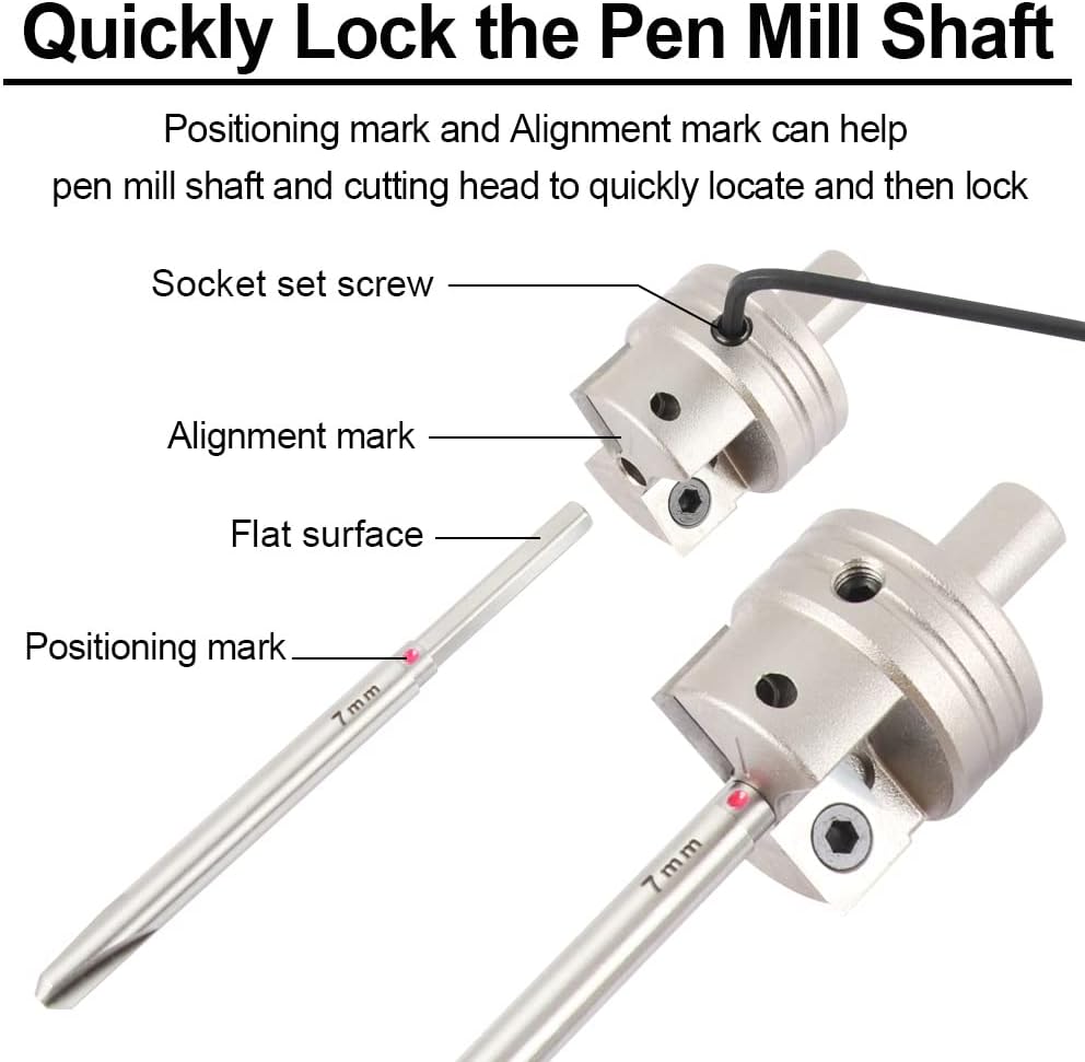 Pen Barrel Trimmer Kits with No-Sharpening Cutting Head, 7mm, 27/64", 10mm Pen Mill Pilot Cutter Shafts, Pack of 2 I549931
