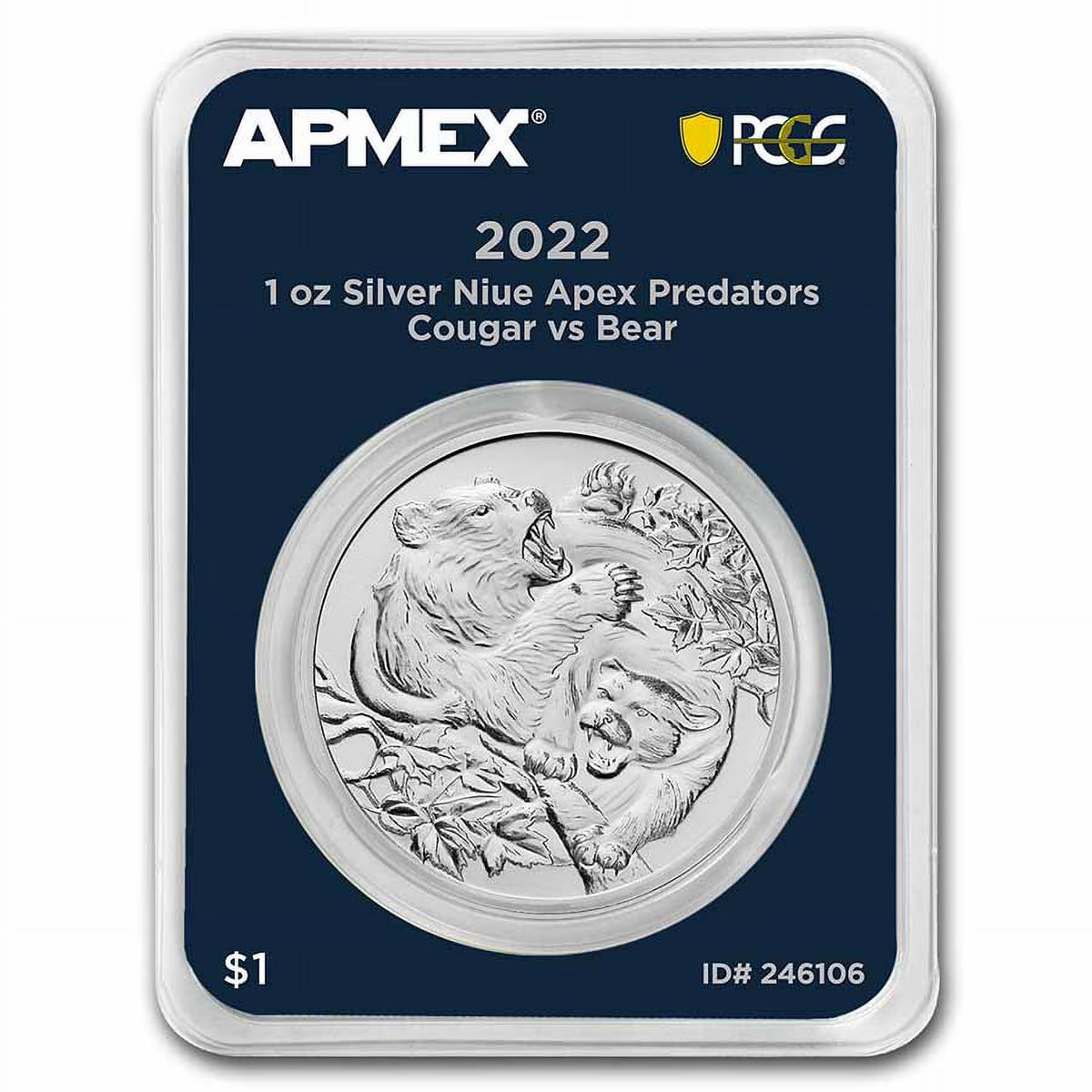1 oz Silver Cougar vs Bear Coin I741