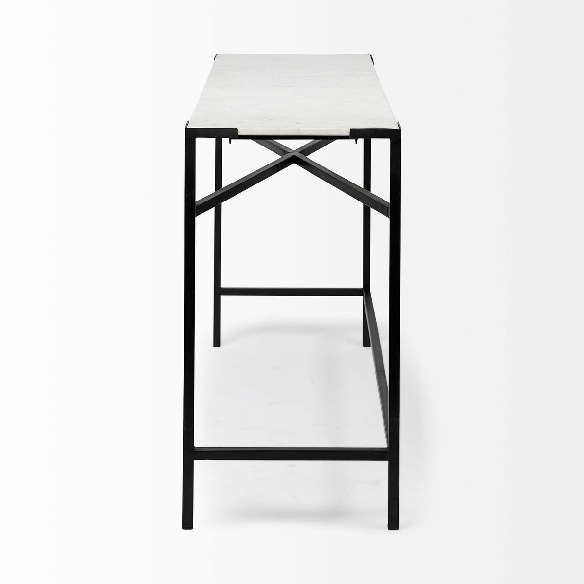 White Marble Top Black Metal Frame Console Table Z438