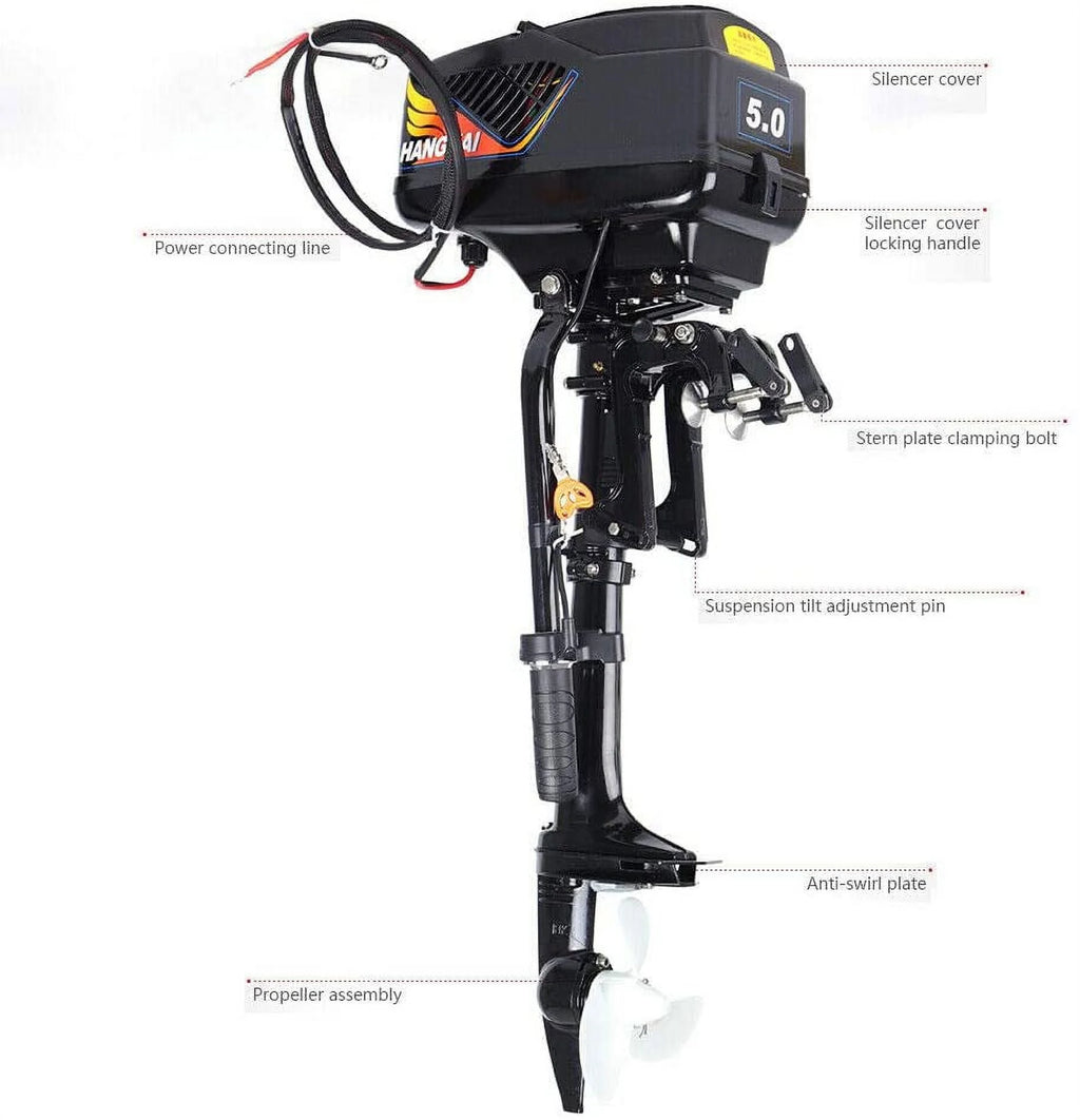 48V Electric Outboard Motor 5.0HP Trolling Engine Short Shaft B512140