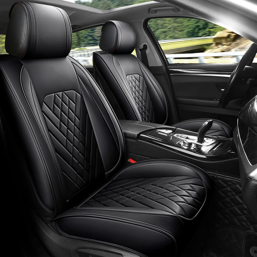 Grey Leather Car Seat Cover 2 Pcs A1624