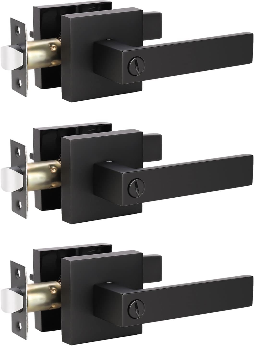 3 Pack Matte Black Interior Door Handles with Lock X760