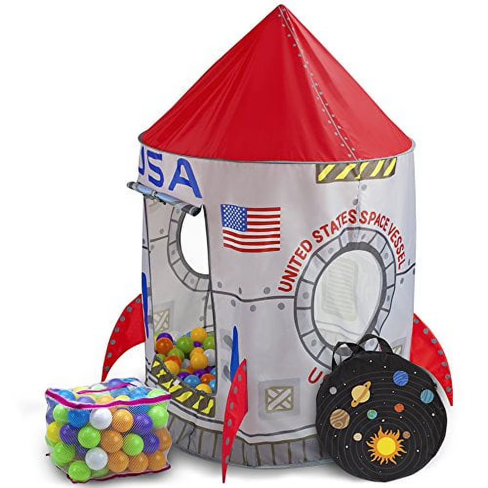 Space Adventure Rocket Play Tent with 100 Soft Ball Pit Balls Z2243
