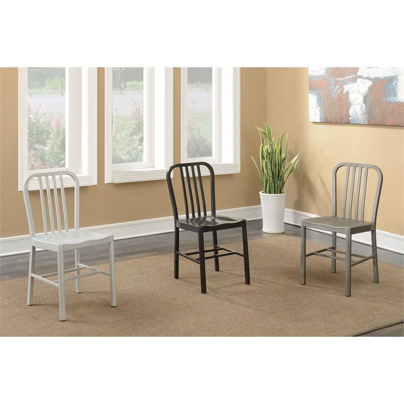 Metal Slatted Dining Side Chair (Set of 2) F93081