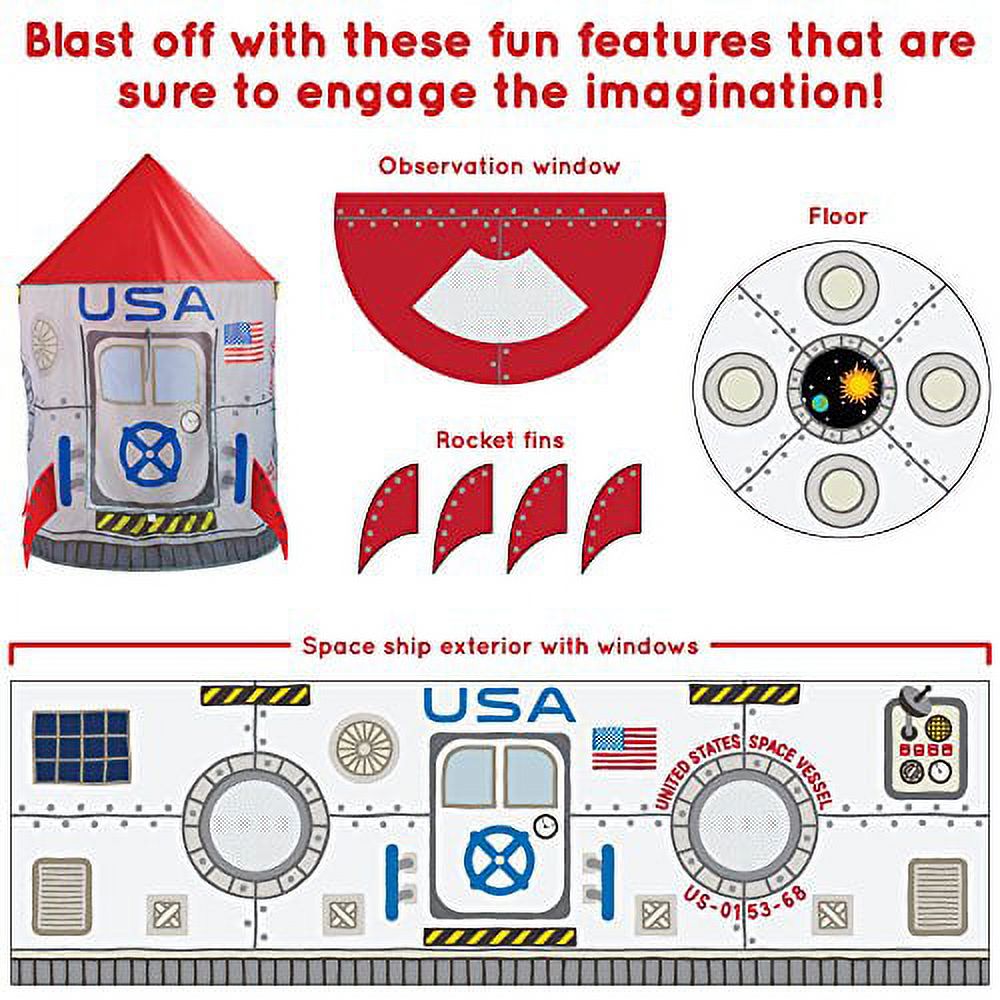 Space Adventure Rocket Play Tent with 100 Soft Ball Pit Balls Z2243