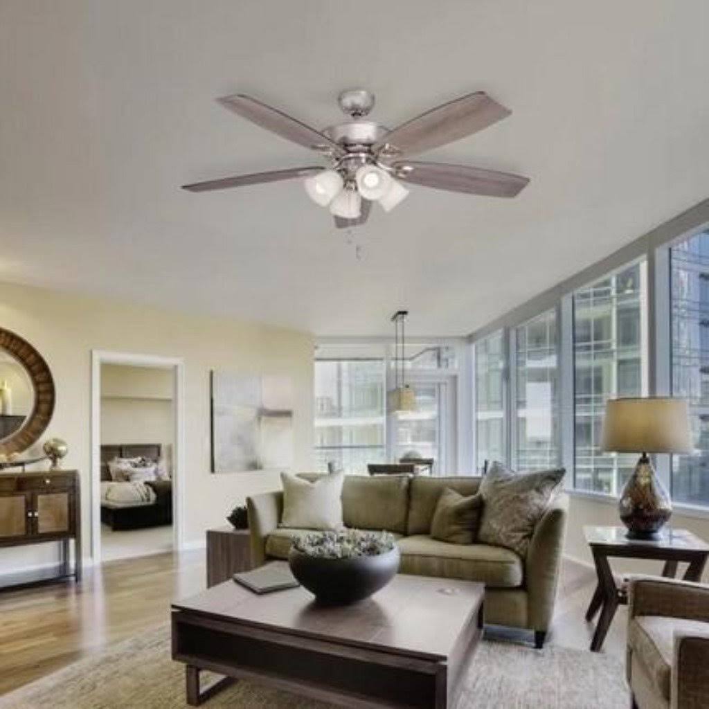 52 inch Brushed Nickel LED Indoor Ceiling Fan with Light Kit A418