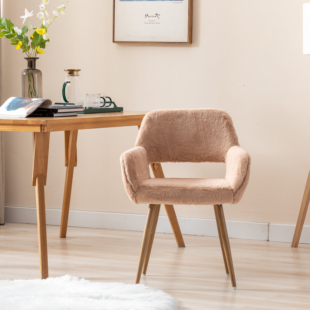 Faux Fur Dining Chairs with Solid Steel Leg Q329771