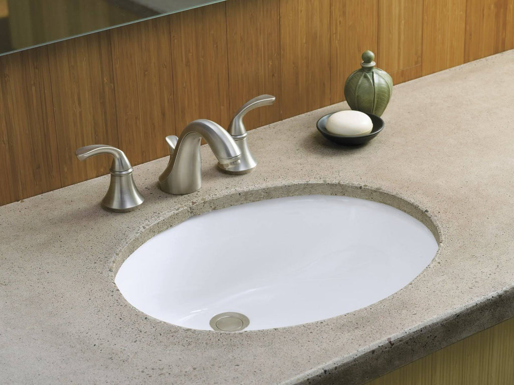 White Undermount Oval Bathroom Sink with Overflow T97886