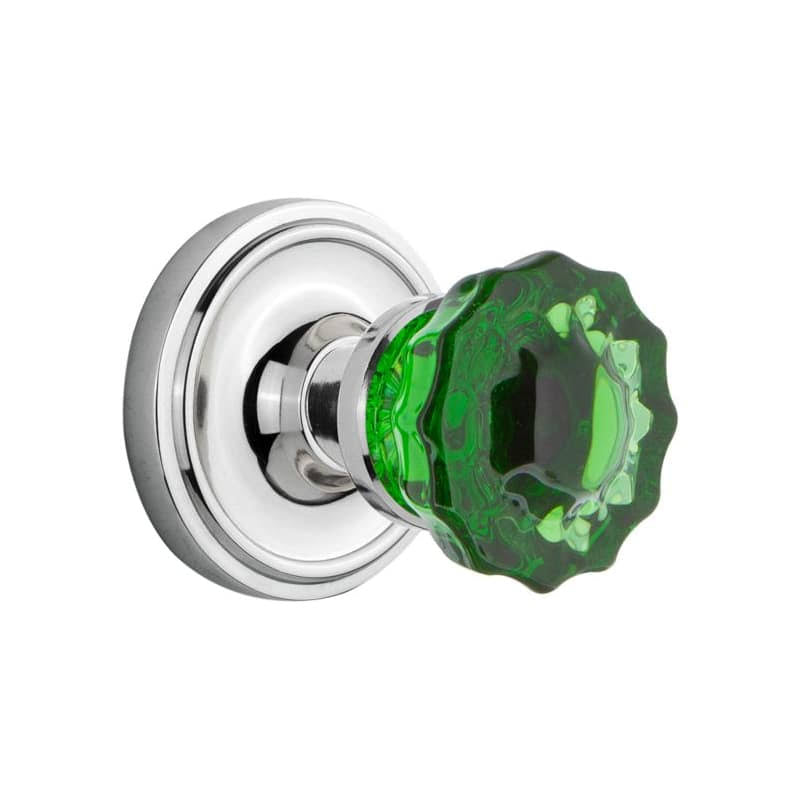 Crystal Emerald Glass Door Knob in Bright Chrome B2848