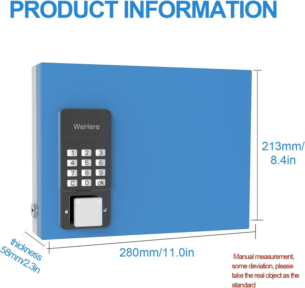 Key Lock Box with 16 Keys, Metal Key Cabinet Wall Mount, Digital Combination Code Lock Box U802