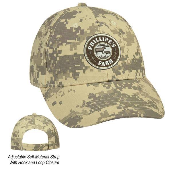 Digital Camouflage Cap, 100% Cotton Ripstop, 6 Panel, Structured Crown X712