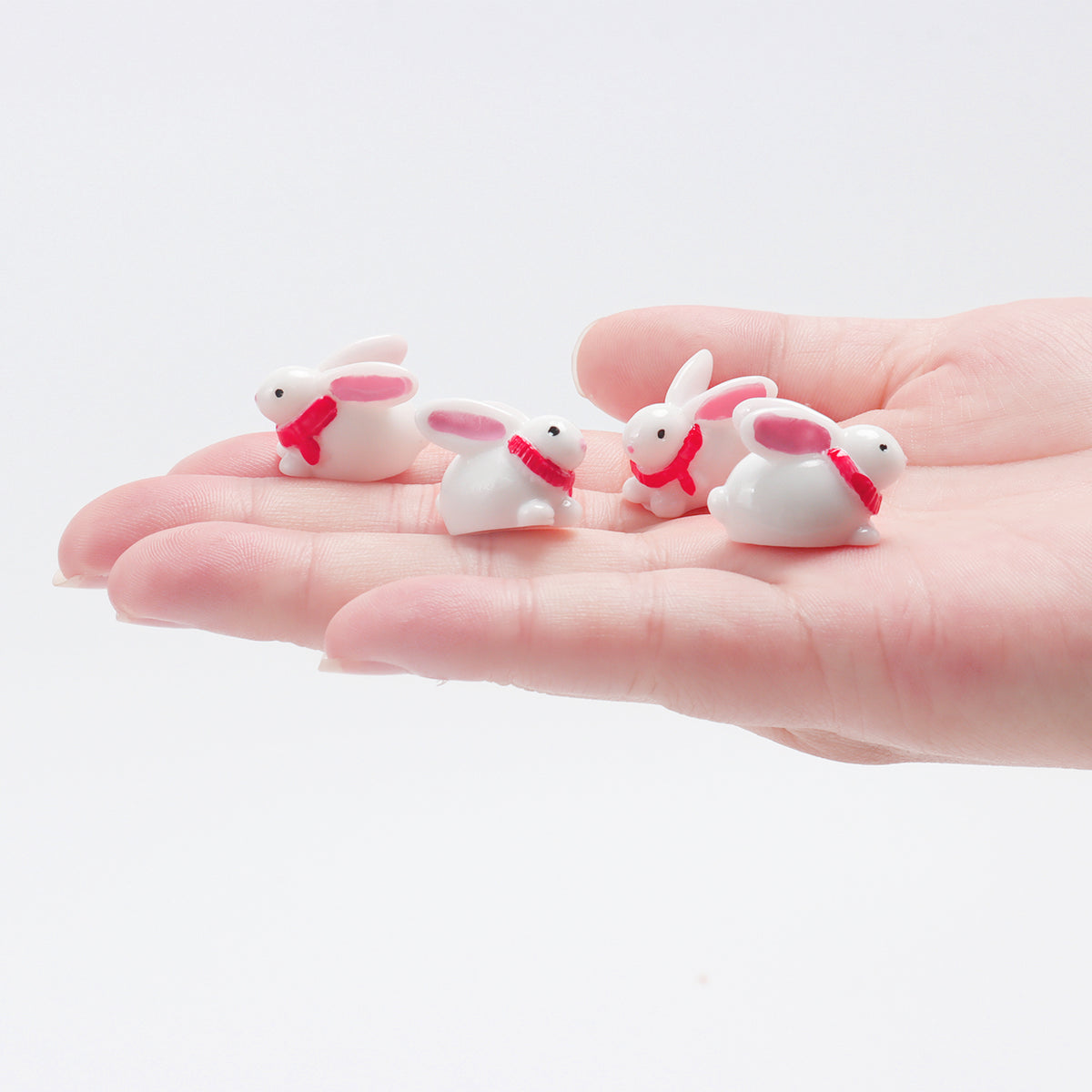 40 Pcs Resin Rabbit Figurines with Red Scarf B355